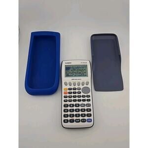 Casio fx-9750GII Graphing Calculator Grey Tested with Blue Silicone Case & Cover